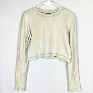 ZARA | 🤍 Vintage Style Faded Cropped Long-Sleeve Thermal Sweatshirt Crop Top